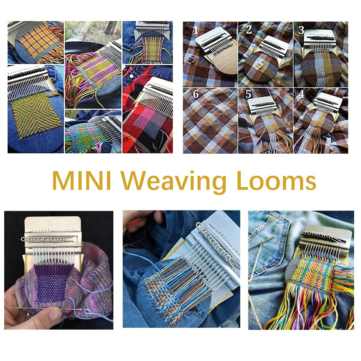 Small Loom Speedweve Type Weave Tool - Mini Wooden Weaving Loom Kit Convenient Darning Loom Mending Loom Knitting Loom for Craft DIY Weaving Arts Darning Tool for Jeans, Socks and Clothes (28 Hooks)