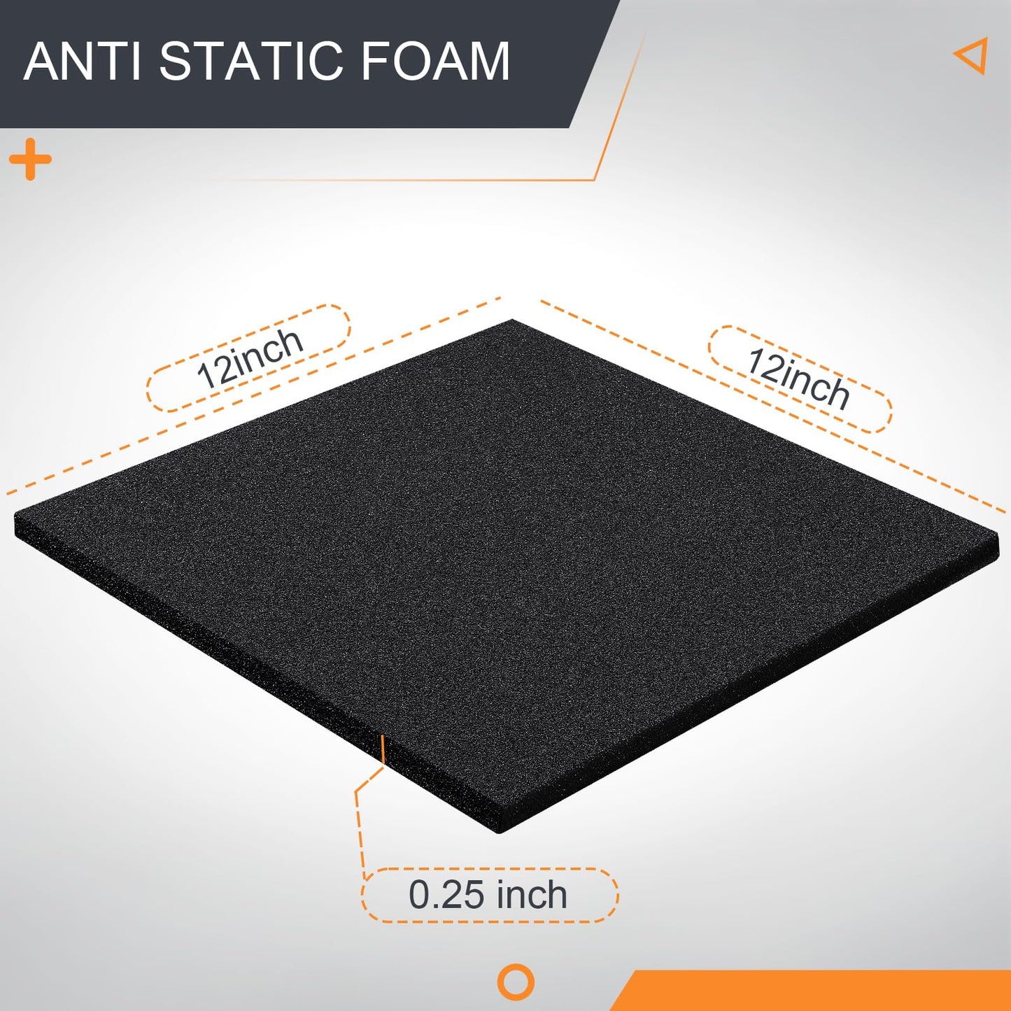 Pangda 2 Pcs Black Foam Pad 12 x 12 x 0.25 Inches Cuttable Polyurethane Foam Sheet, High Density, Non Corrosive, Anti Static Pad for Packing Crafts Cases Toolbox Camera Storage