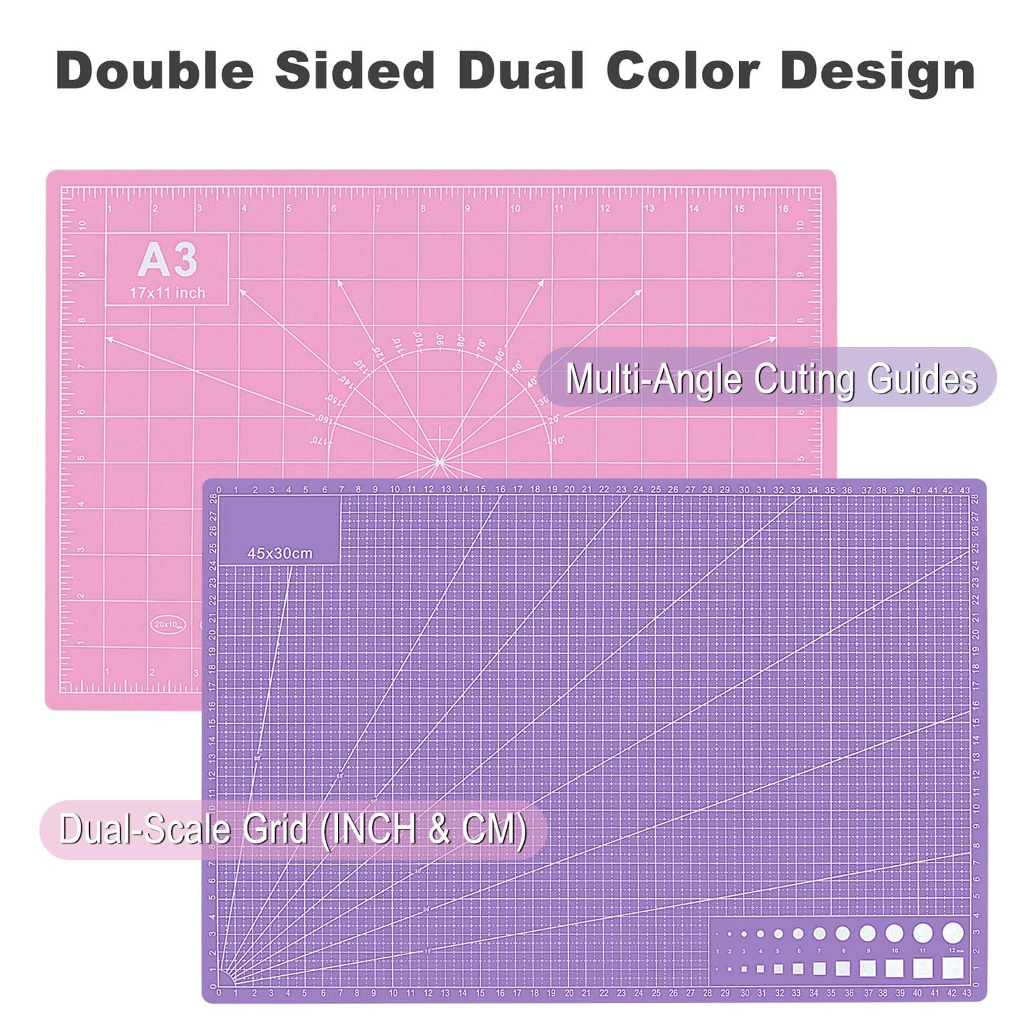 5 PCS Self Healing Cutting Mat 12" x 18": Sewing Rotary Cutting Mat for Crafts and Fabric Sewing Scrapbooking Quilting and Precision Cutting Purple & Pink Design (5, Purple & Pink)