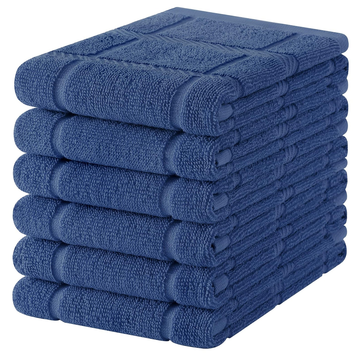 Homaxy Premium Kitchen Towels 18"x28", 6 Pack Large Cotton 380 GSM Dish Towels, Soft and Absorbent Kitchen Hand Towels with Terry Grid Design, Utility Tea Towel Set with Hanging Loop, Navy Blue
