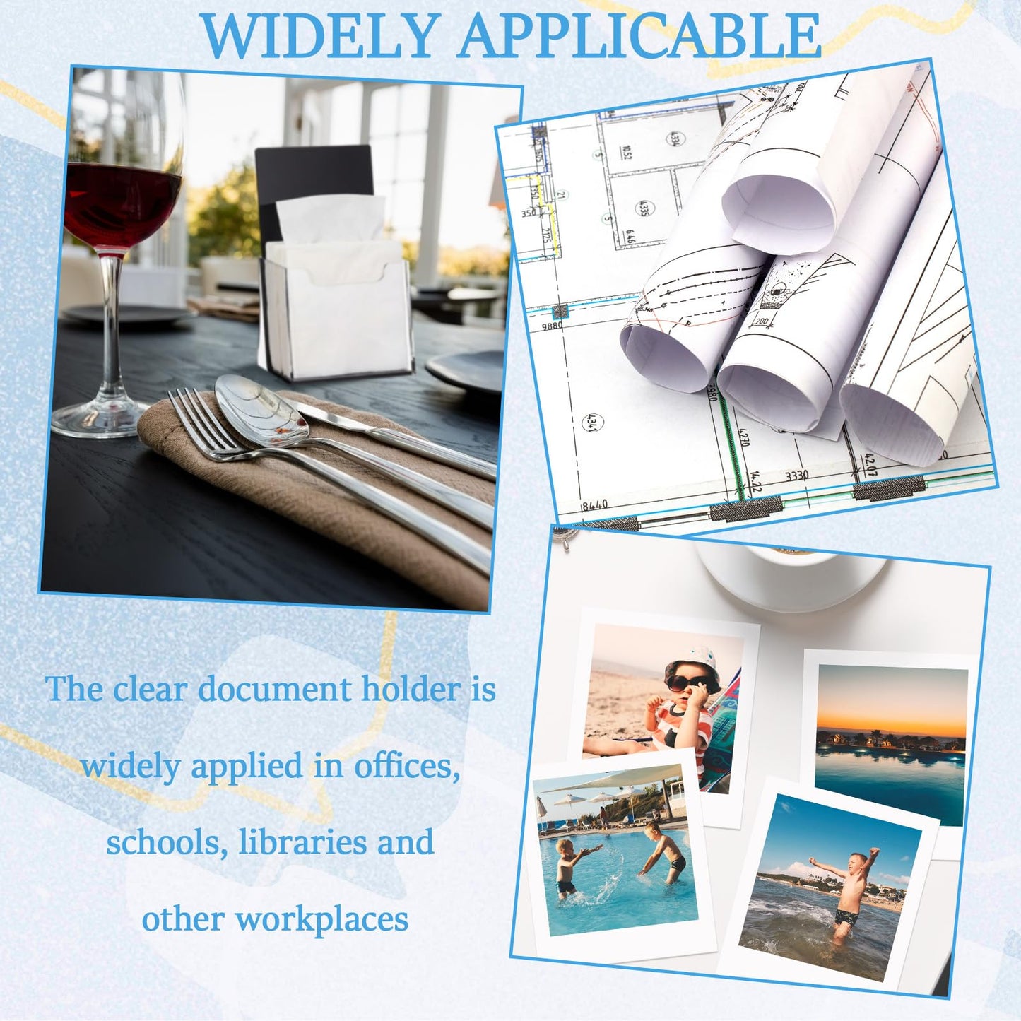 Chunful 2 Pack 4 Inch Acrylic Brochure Holders Clear Business Cards Display Holder with Black Base, Trifold Flyer Display Stand for Pamphlets, Literature, Booklets, Magazines, for Office Countertop