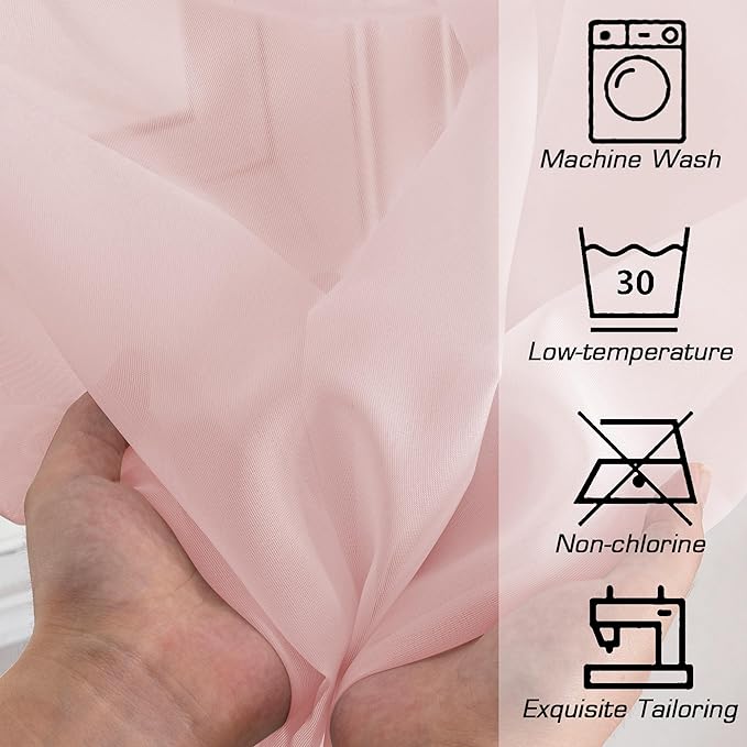 Simplebrand Blush Sheer Curtains 84 Inches Long, Light Filtering Rod Pocket Solid Color Window Sheer Curtain Panels, Elegant Curtains & Drapes for Living Room, Bedroom 2 Panels (42" W x 84" L)