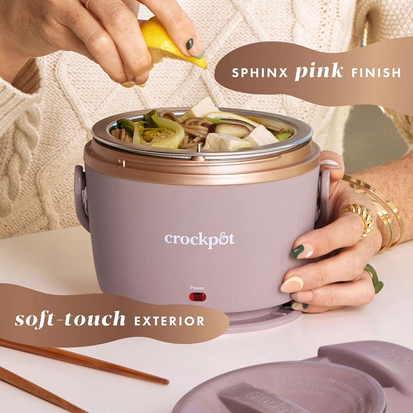 Crock-Pot 20oz Portable Electric Food Warmer, Personal Lunch Box Keeps Food Spill-Free & Warm, Ideal for Travel, Work, School, Car, On-the-Go, Dishwasher-Safe, Giftable, Blush Pink