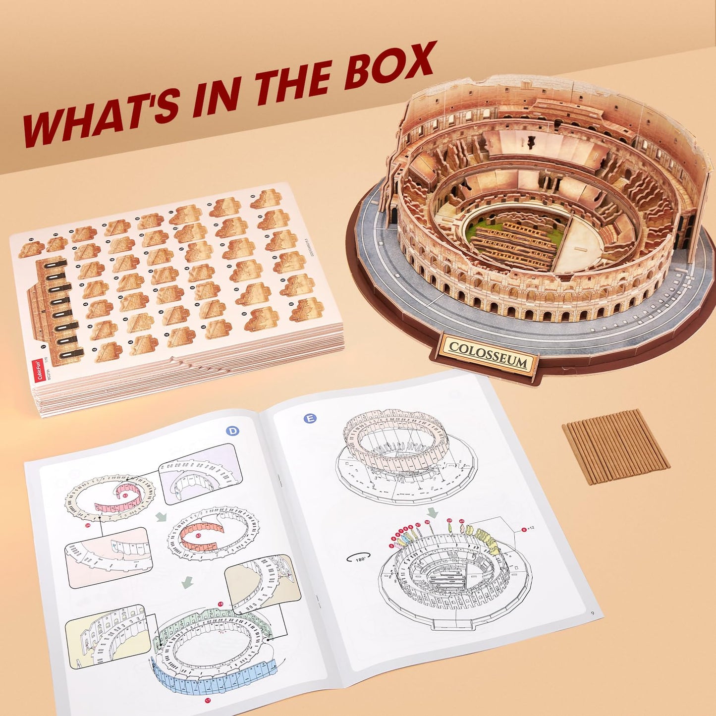 CubicFun 3D Puzzles for Adults Kids New Version Italy Rome Colosseum Jigsaw Puzzle DIY Building Model Kit Birthday Gift for Boys Girls Age 10+, 163 Pieces Easter Gift