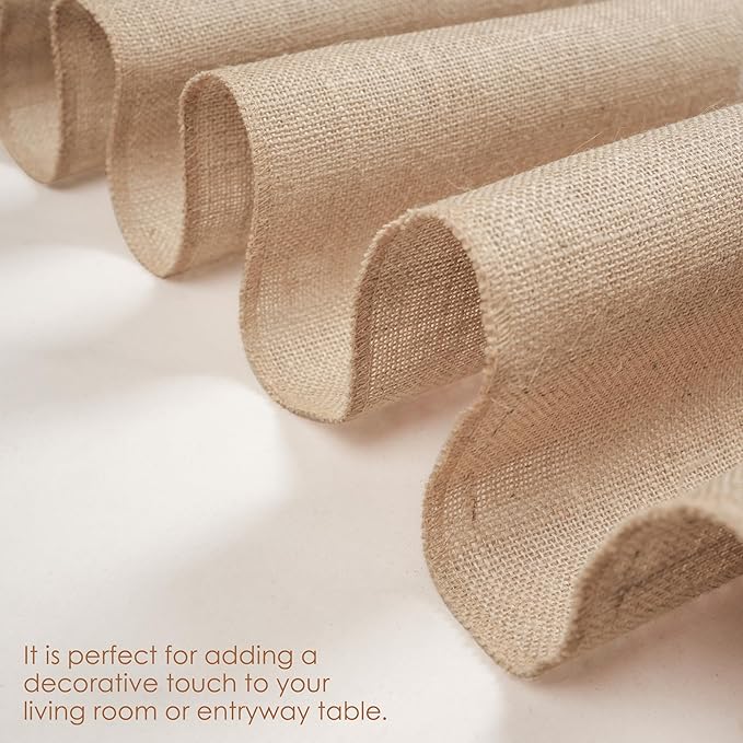 RAJRANG Jute Table Runner Long Burlap Roll Fabric for Party Dining Room Kitchen Wedding Fall Decoration (Natural, L-108 X W-12)