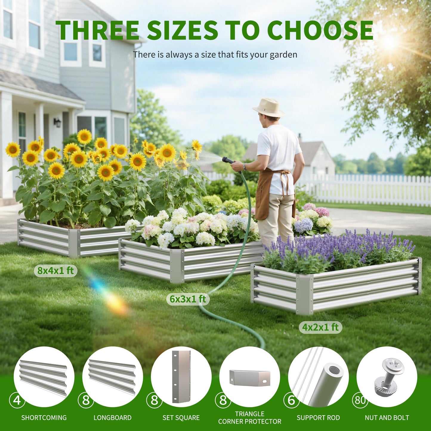 Anmiro Galvanized Raised Garden Bed,Outdoor Planter Box Metal Patio Kit Planting Bed for Vegetables Flowers Herb (Galvanized, 6x3x1ft-2p)