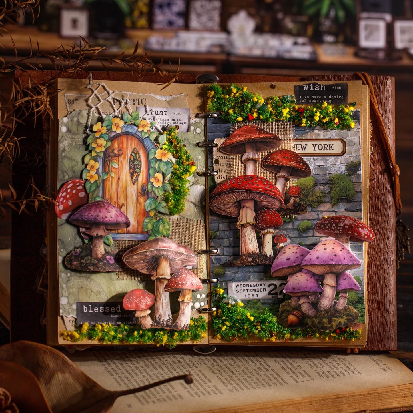 Moriquill 150PCS Mushroom & Text Label Stickers Set, Retro Botanical Specimen Die-Cut Pack – Writable White Kraft, Peel & Stick for Scrapbooking Journals Collage DIY Crafts Décor