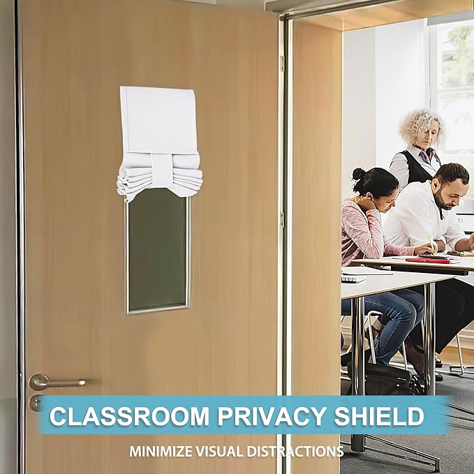 RYB HOME Classroom Door Window Cover, Shades for Classroom Windows and Doors Cover Lockdown Shades, Room Darkening Design Blocks Views, W 8 x L 36, 1 Panel, Pure White