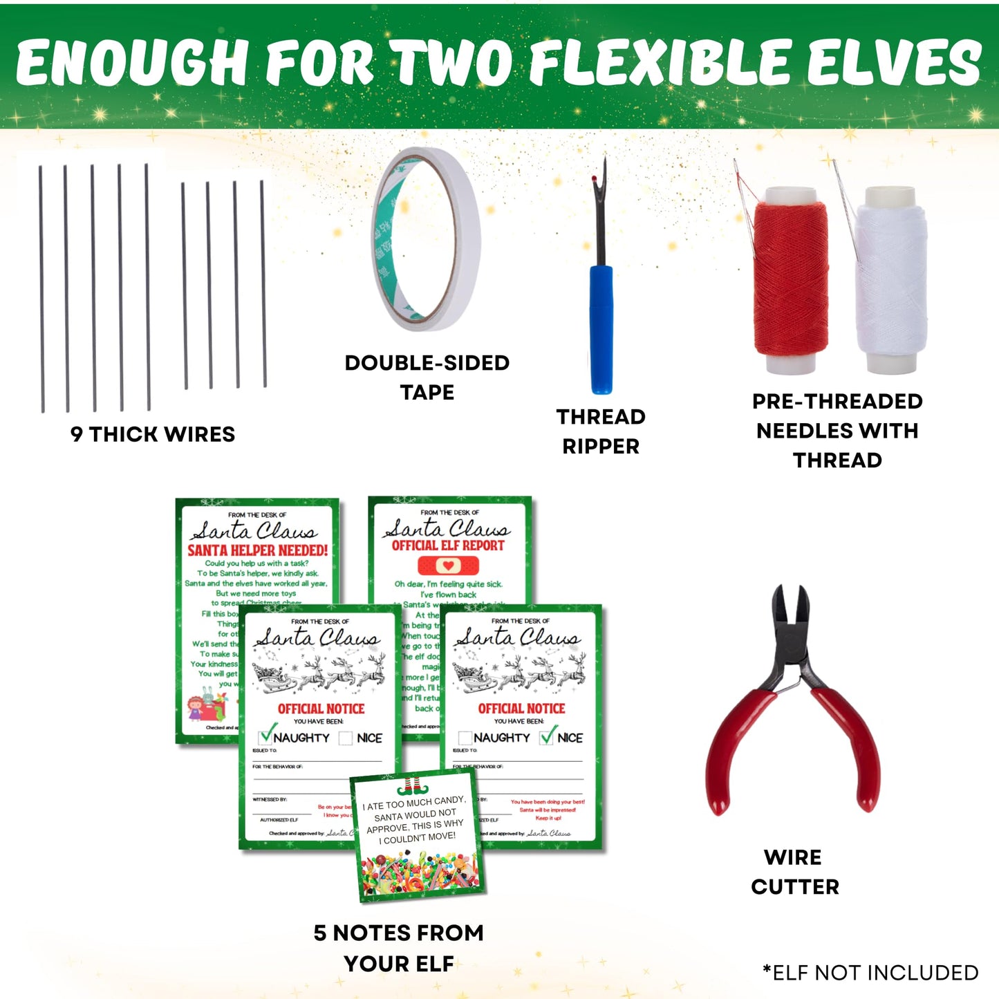 XOXO Parents Northpole Pro™ Elf Upgrade Kit for Adults – DIY Posable Elf Doll Kit – Includes Wire, Tools, Message Cards & Instructions