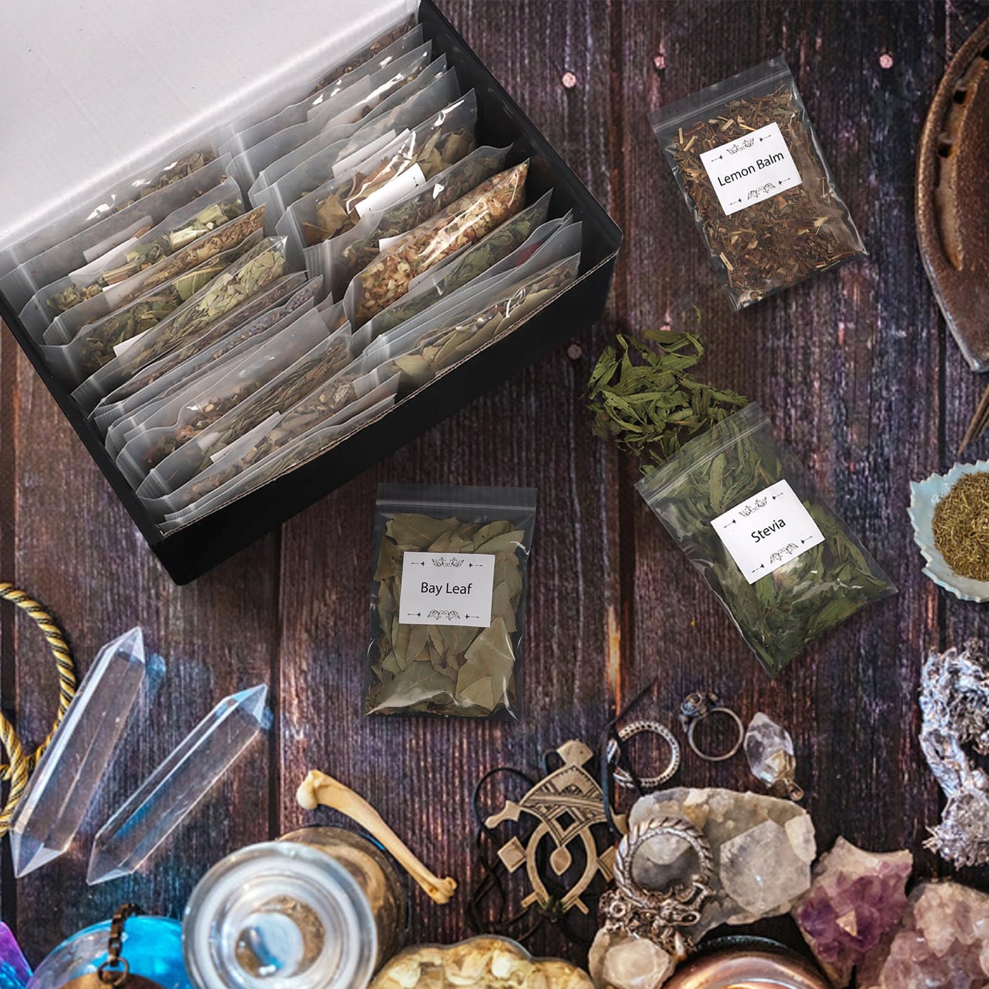 40 Pack Witchcraft Supplies Herbs Kit - Dried Herbs and Flowers for Witch Beginners - Herb Set for Wicca, Altar Supplies, Pagan and Wiccan Rituals, Magic Spell, Candle and Soap Making