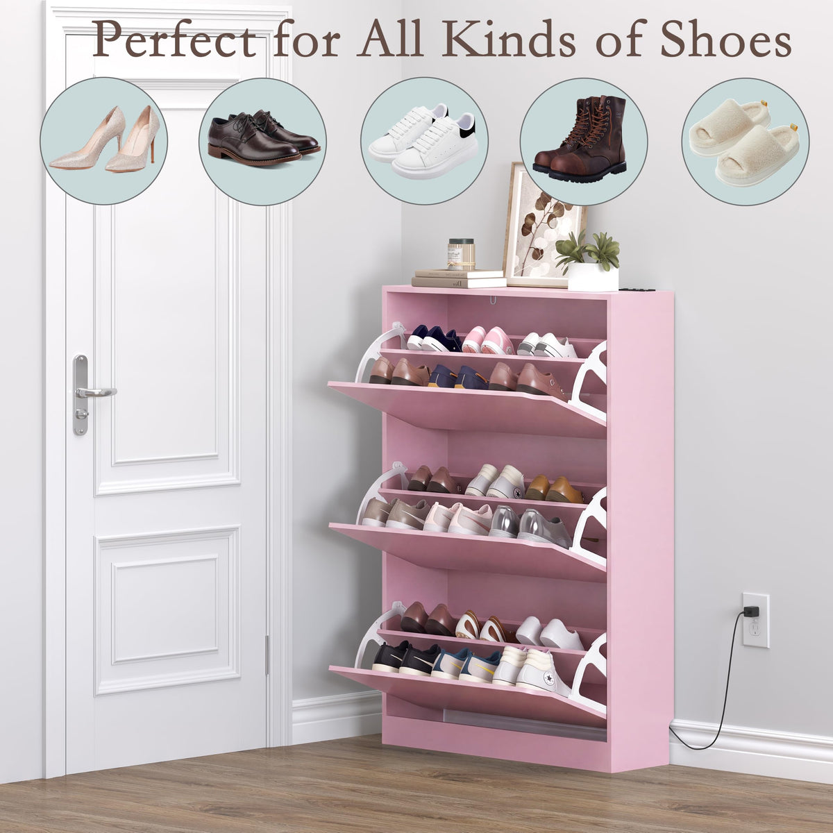 Shoe Cabinet with Odor Control and Back Panels