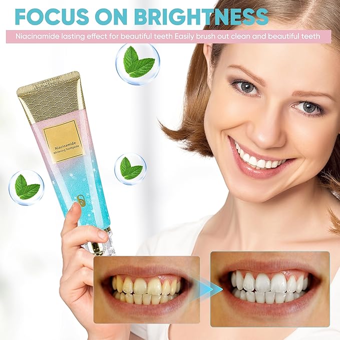 Niacinamide Whitening Toothpaste, Triple Action Whitening with Natural Gentle Care Deep Stains Radiant Smile Natural & Gentle Formula Fresh Breath (1)