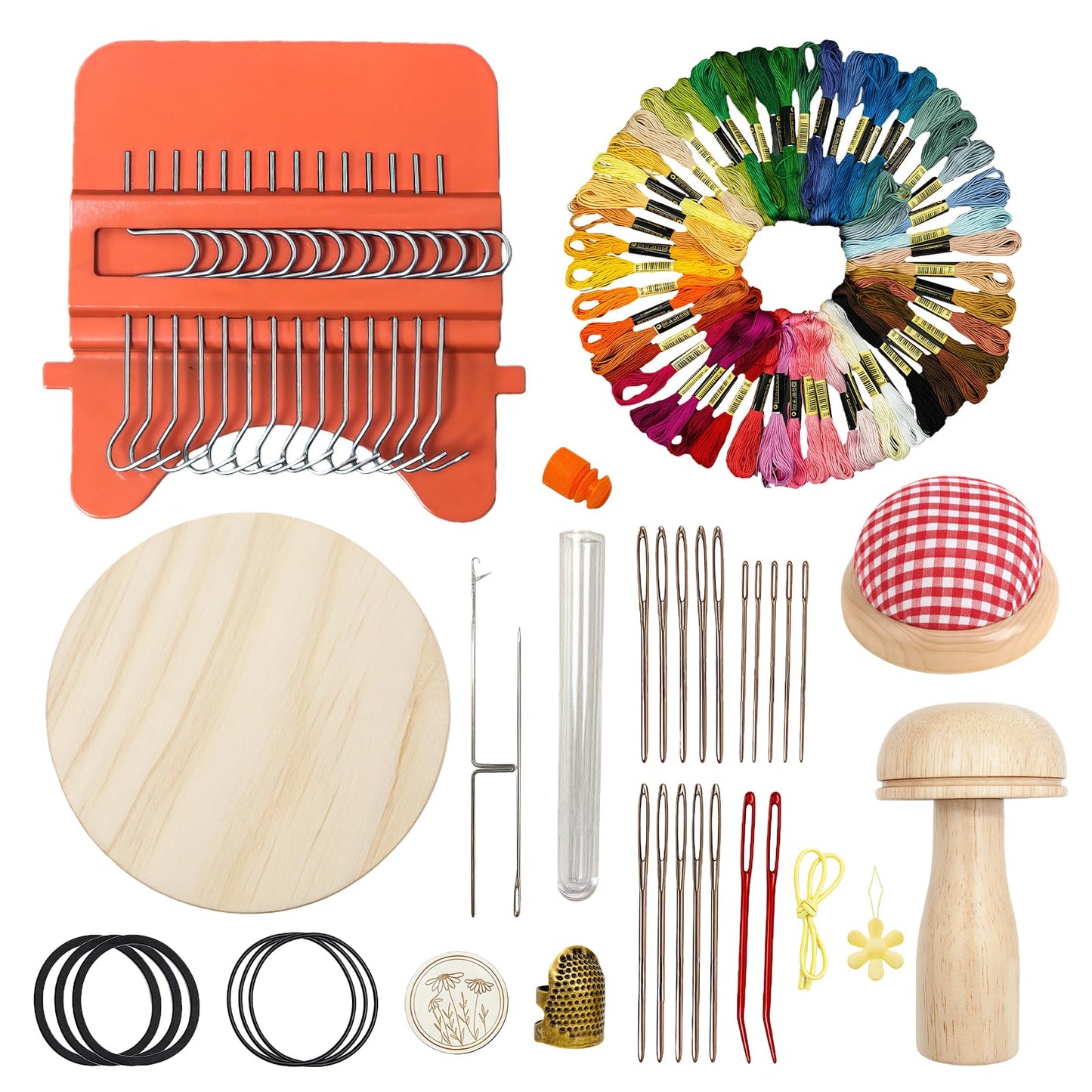Esoes Speedweve Darning Mini Loom Kits with 50 Color Threads, Sock Darning Mushroom Egg, Complete Darning Kit for Beginners Quickly Mending Jeans Socks, DIY Knit Patch Repair Clothes Tool