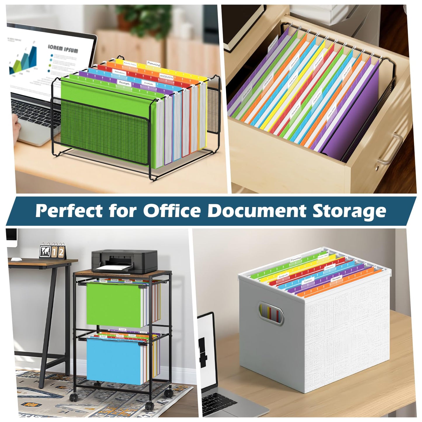 V-Opitos 36 Pack 1 Inch Expansion Hanging File Folders, Letter Size Hanging Folders with 1/5-Cut Adjustable Tab, Extra Capacity Hanging File Folders, Ideal School Classroom, Office Supplies