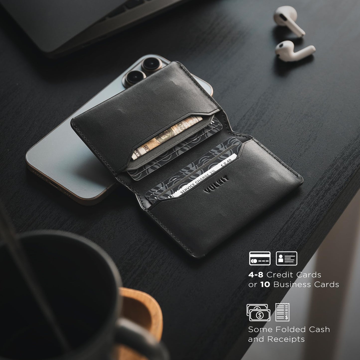 VULKIT Slim Minimalist Card Holder RFID Blocking Leather Credit Card Holder Front Pocket Wallet Magnetic Closure