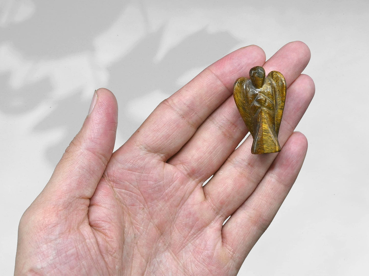 Amazing Gemstone Tiger Eye Angel - Tiger Eye Crystal Angel and Pocket Guardian Angel Crystal Figurines (1.5 inches)