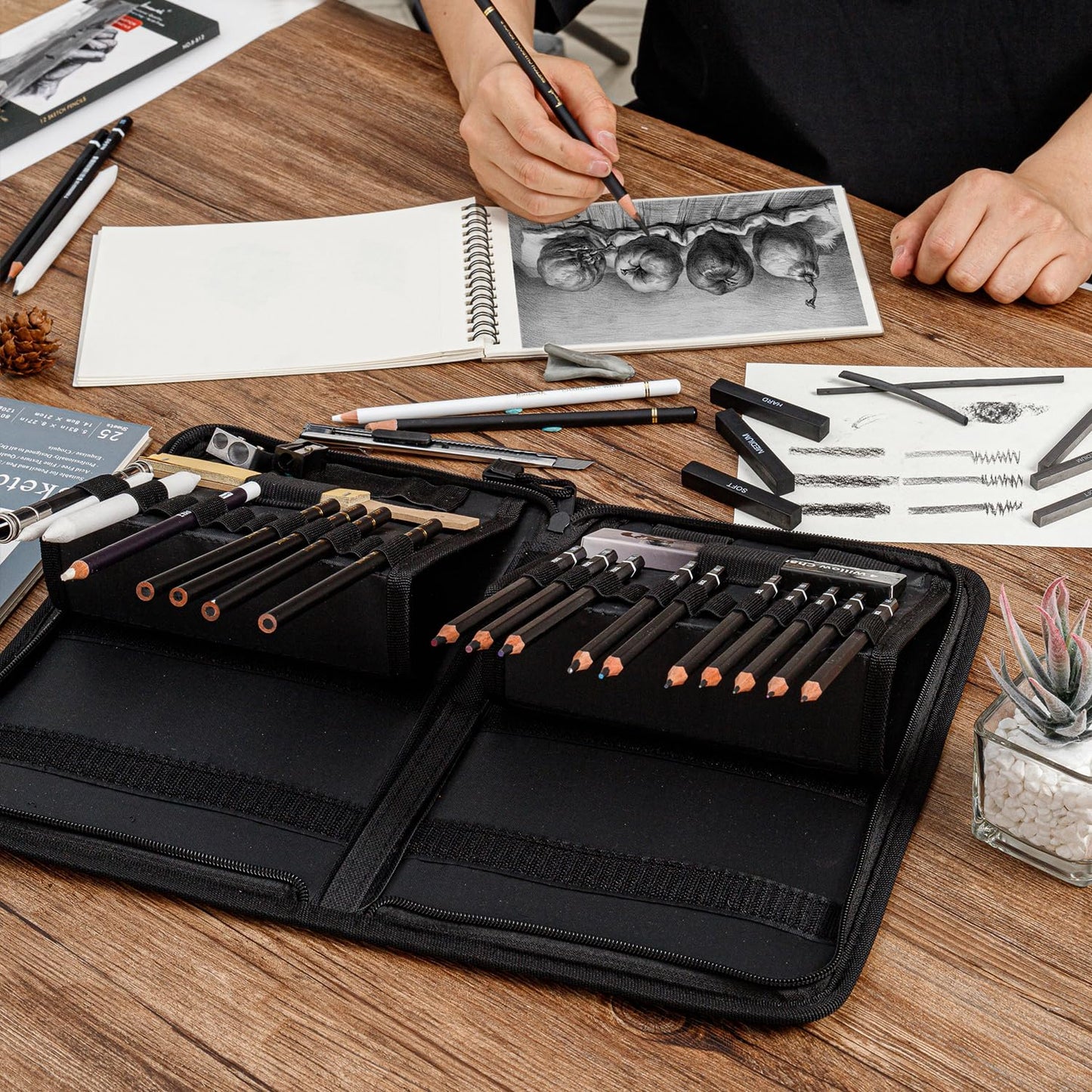 Brusarth 42 Pack Drawing Set Sketching Kit, Pro Art Sketch Supplies with Sketchbook, Include Graphite Pencil, Charcoal Pencil, Sharpener, Eraser Art Supplies for Artists Adults Teens Beginner