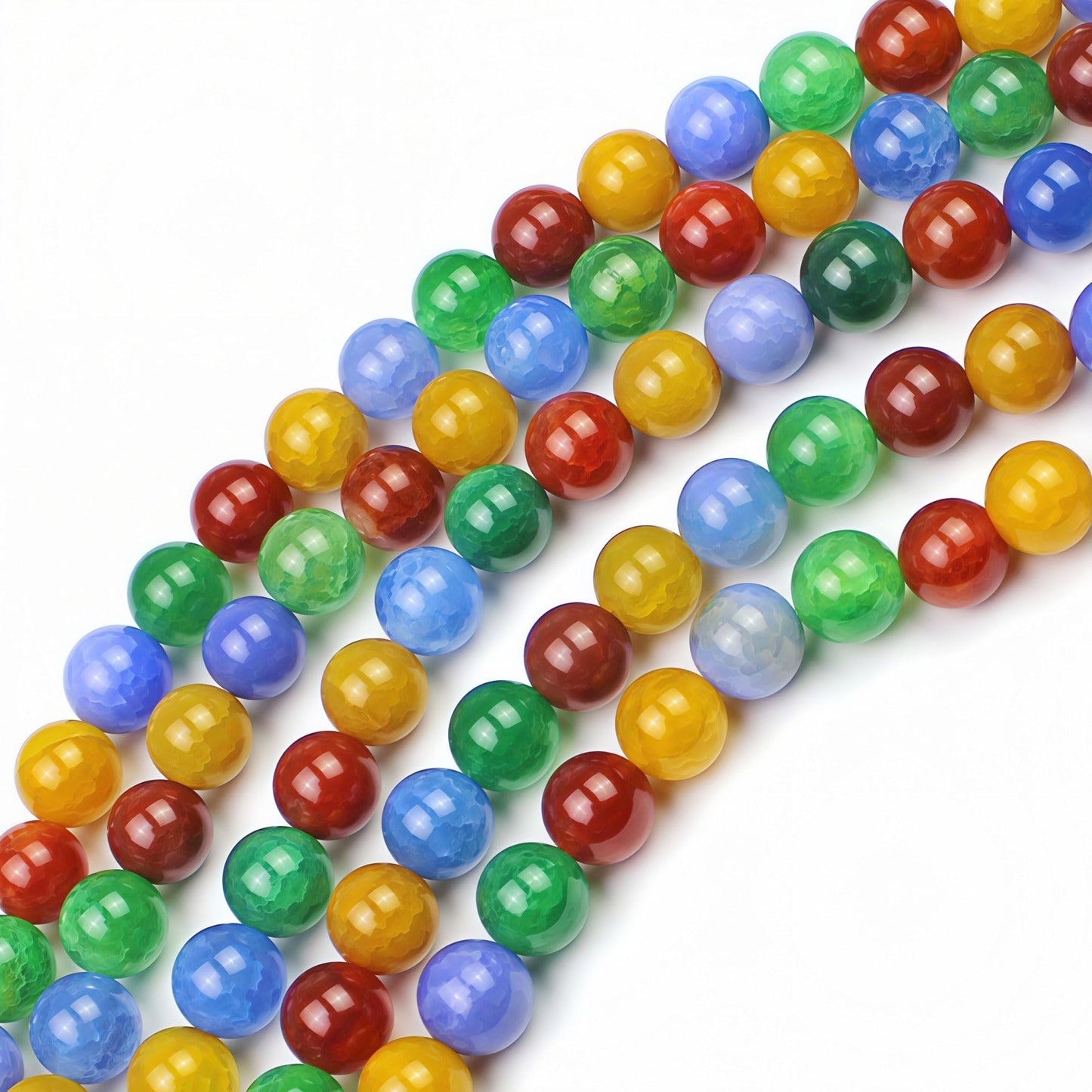 MJDCB Natural Stone Beads 8mm 43pcs Round Mixed Color Dragon Vein Agate Loose Gemstone Bead Charms for Jewelry Making Bracelet Necklace Earring Pendant