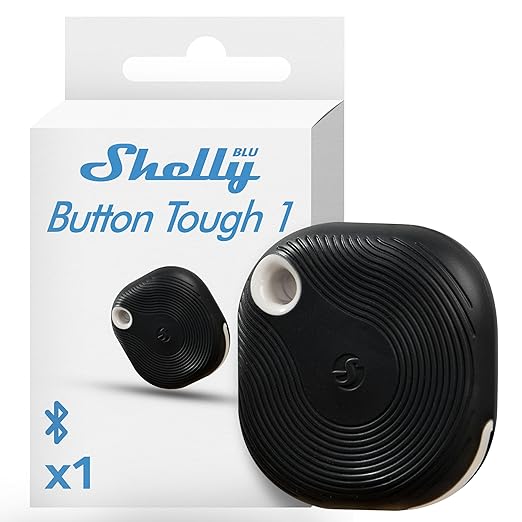 Shelly Blu Button Tough Black | Bluetooth-Operated Multi-Click Action and Scenes Activation Button | Versatile Control | Home Automation | IP54 Waterproof | Highly Resilient | Broad Range