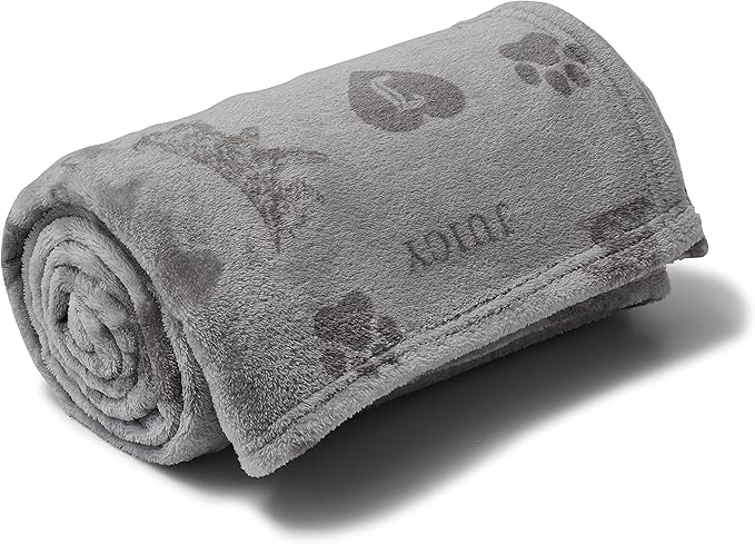 Juicy Couture Dark Grey/Light Grey 50" x 60" Cat, Dog, Plush Puppy Blanket Throw, Printed, Breathable, Lightweight, Machine Washable, for Small Medium & Large Pets
