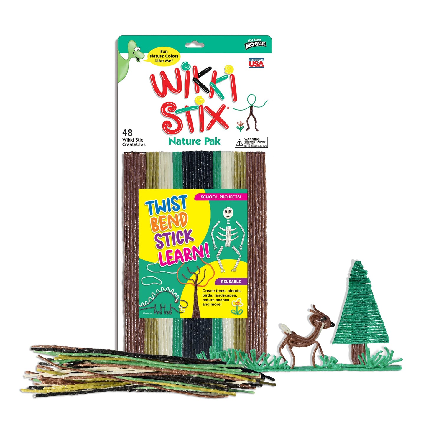Arts and Crafts for Kids Triple Play Pack, Non-Toxic, Waxed Yarn, Fidget Toy, Reusable Molding and Sculpting Playset, American Made by Wikki Stix, 3 Color Sets, 144 Count