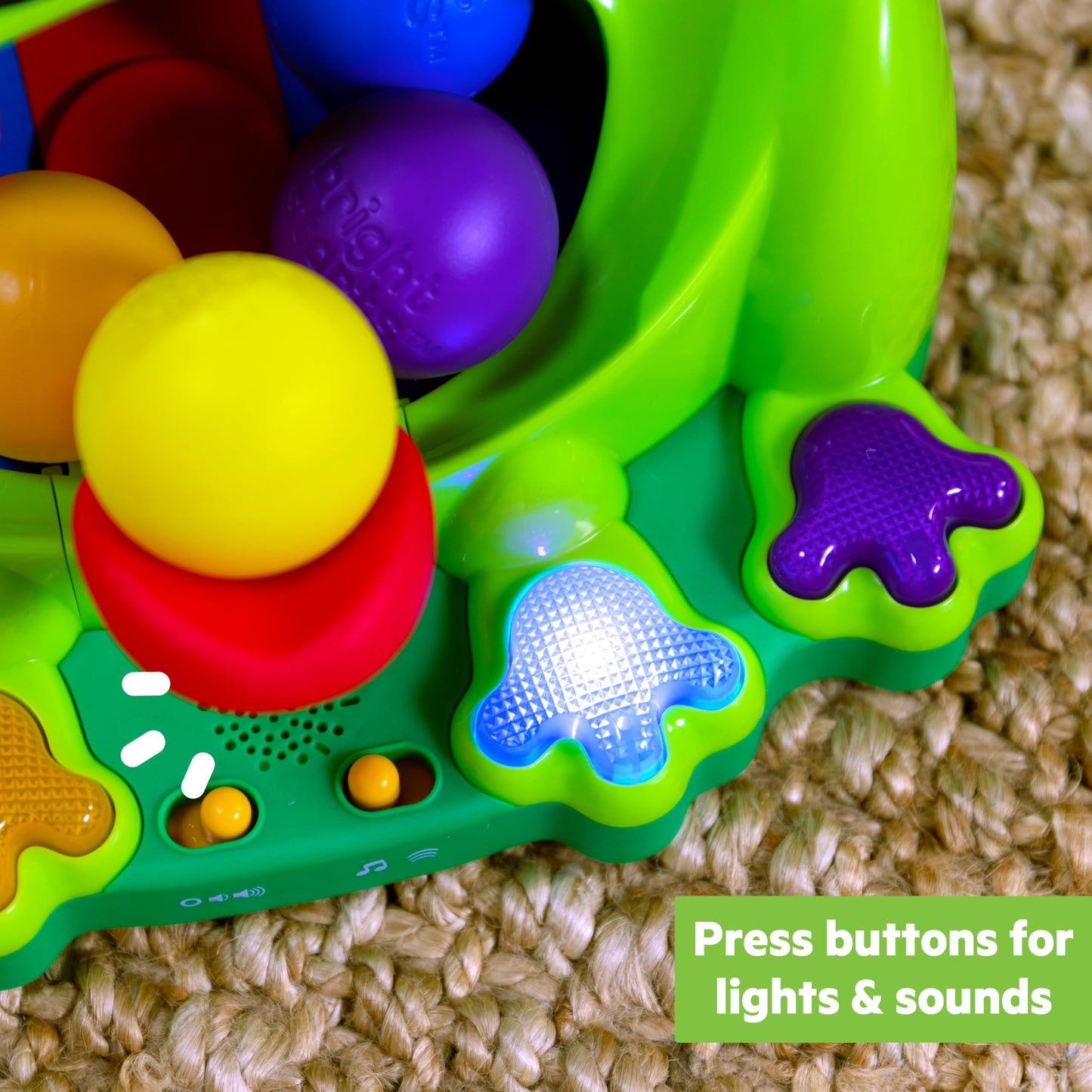 Bright Starts Poppin' Ball Frog Ball Play Toy, Launching, Bouncing & Ramp Racer Toy, Crawl and Chase, Unisex, 6 Months+