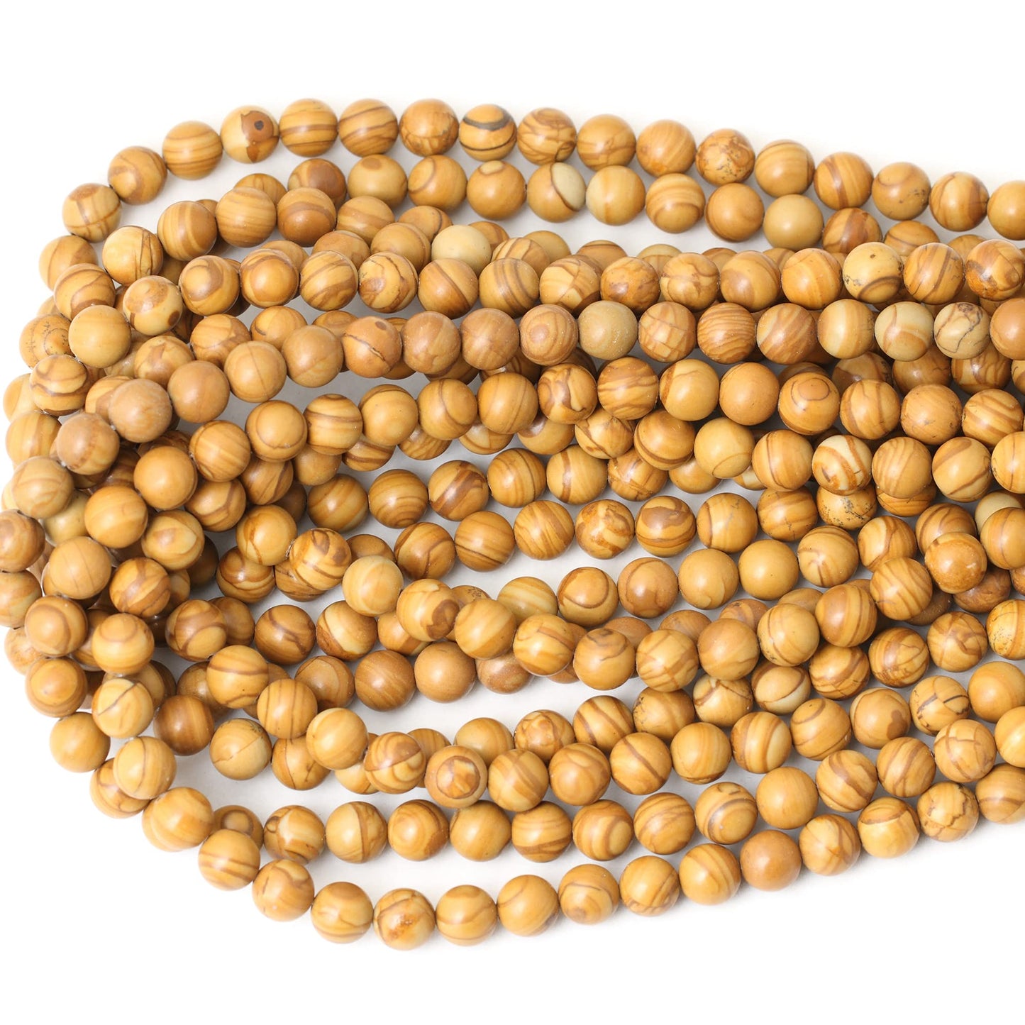 CHEAVIAN 45PCS 8mm Natural Woodgrain Jasper Round Loose Beads for Jewelry Making DIY Bracelet Necklace Materials 1 Strand 15"