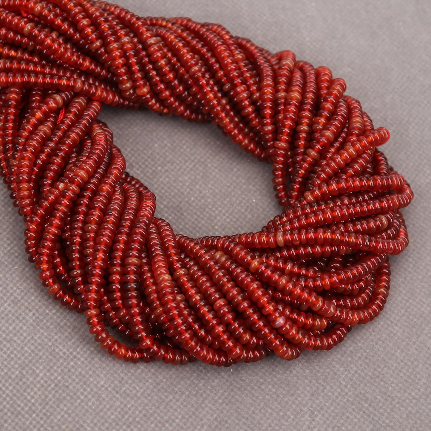 BONNY BOXX 1 Strand (150PCs) Natural 2 * 4mm Carnelian Rondelle Beads, Natural Abacus Disk Stone Beads Loose Spacer Gemstone for DIY Bracelet Necklace Jewelry Making