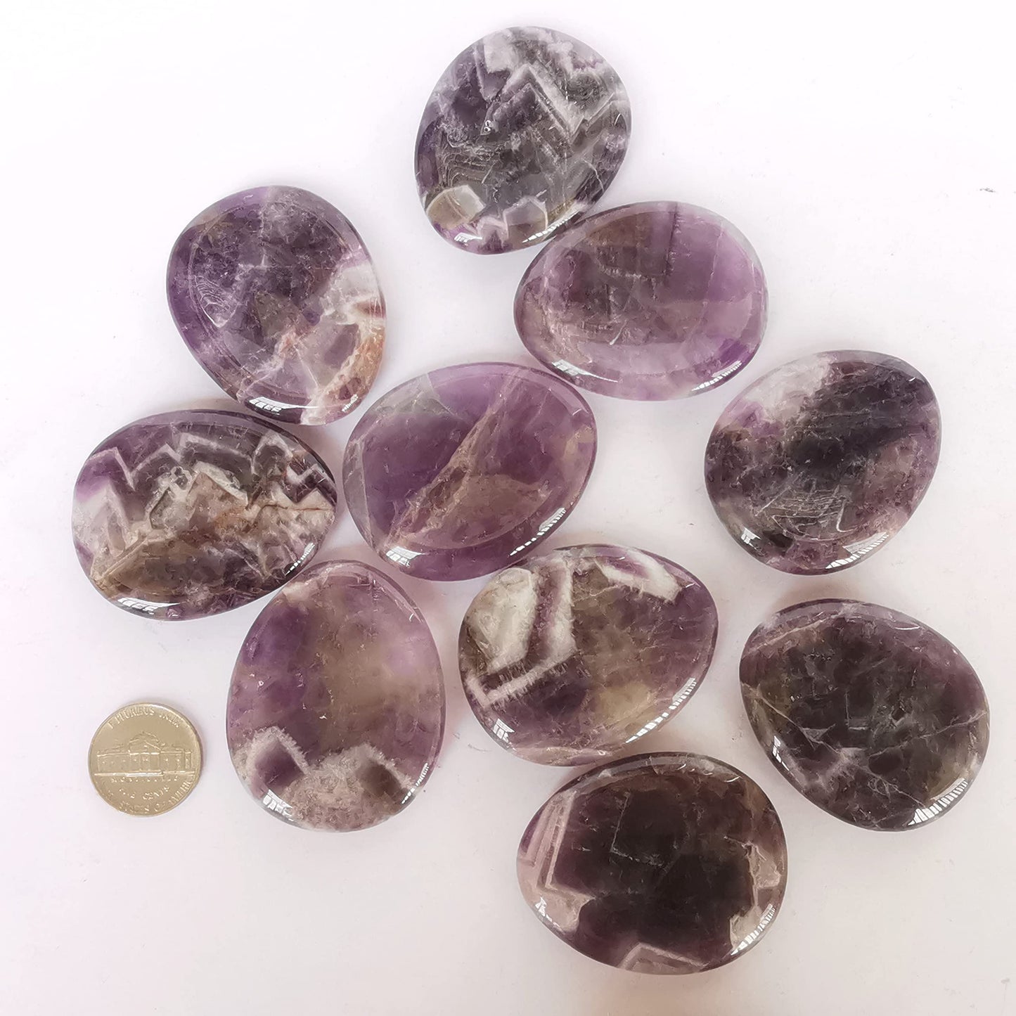 Bacatgem Natural Amethyst Water Drop Chakra Thumb Worry Stone,Stress Relax Healing Reiki Crystal Pocket Palm Stones