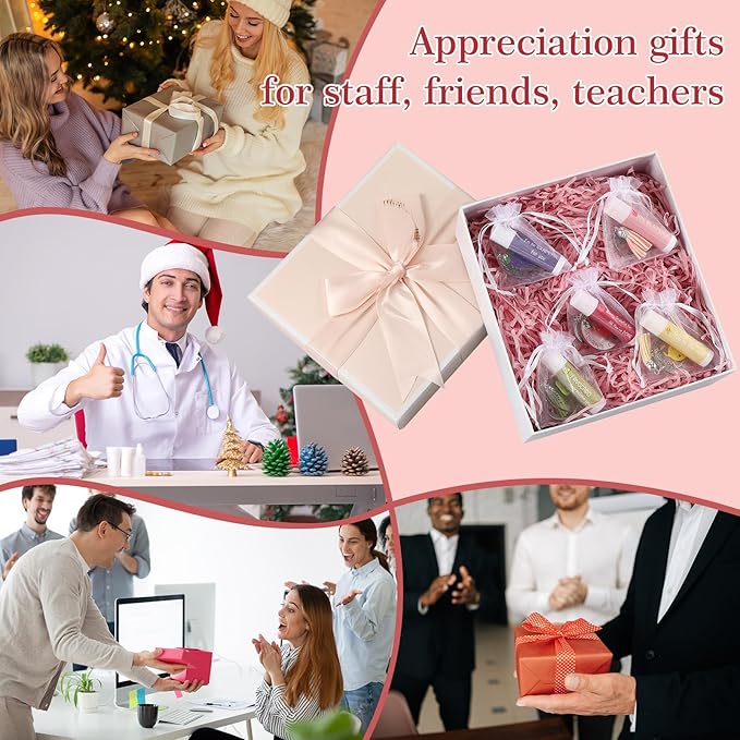 30 Sets Moisturizing Lip Balms Bulk Employee Appreciation Gifts with Fruit Pun Keychains and Organza Bags for Coworker Teacher Appreciation Thank You Gifts