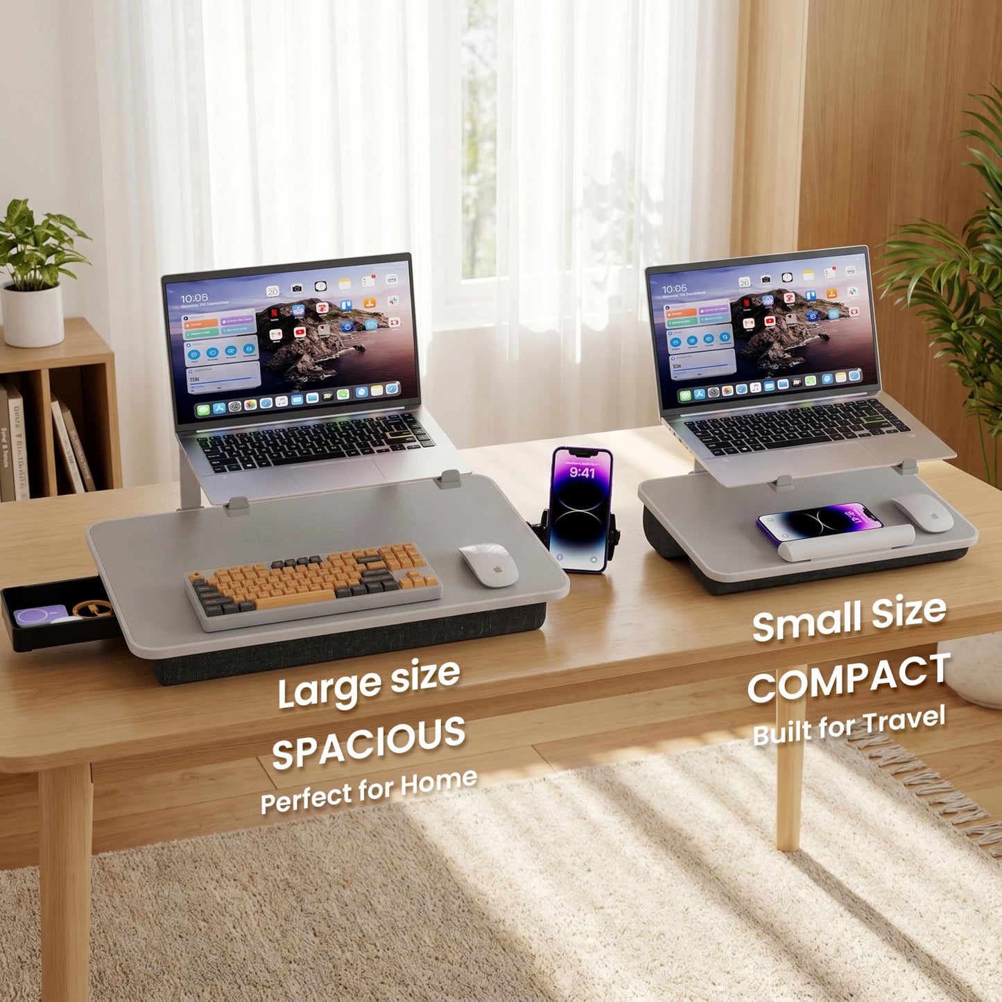 Lap Desk for Laptop, Elevated Laptop Stand for Bed, Fits up to 15.6" Laptops & MacBook, Lightweight Lap Desks for Adults with Comfortable Cushion for Bed & Couch