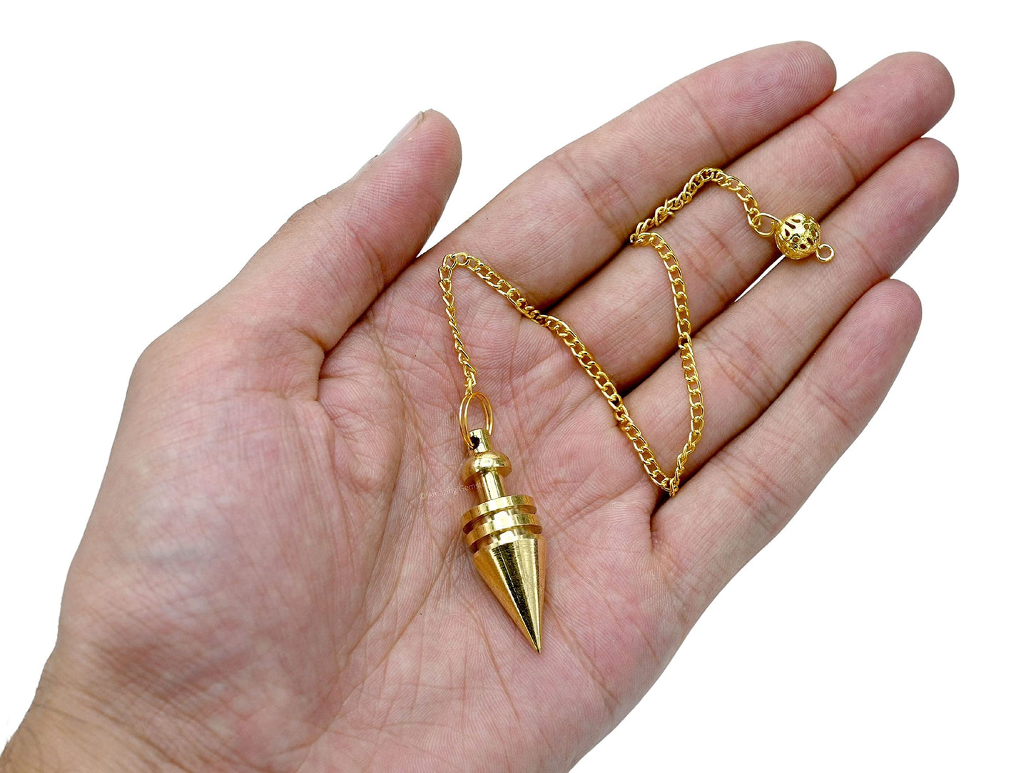 Amazing Gemstone Healing Metal Pendulums for Divination, Gold Ring Cone Steel Copper Pendulum High Energy Pendulo de Bronce Pendulos de Mesa MP47