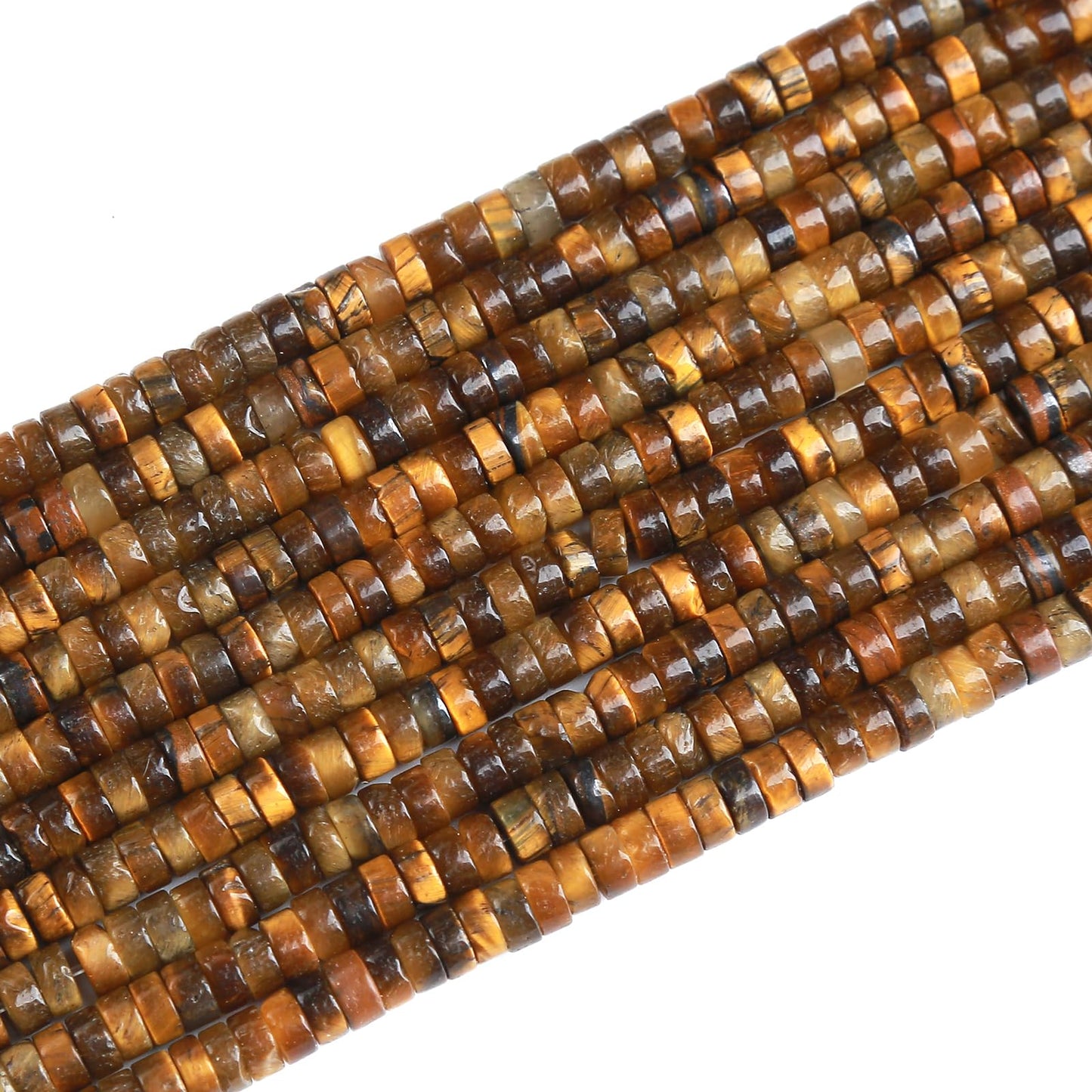 150pcs 2x4mm Natural Yellow Tiger Eye Stone Tube Shape Beads Loose Flat Round Cylinder Flat Spacer Stone Beads for Bracelet Earrings Jewelry Making