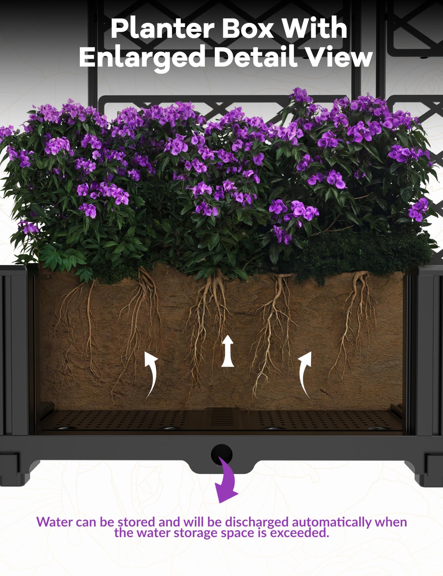7 PCS Plastic Planter Box with Trellis - 5.25 FT Tall Raised Garden Bed, Lockable Wheels & Drainage for Patio, Balcony Tomatoes, Flowers, Herbs Weather-Resistant Resin Outdoor Decor