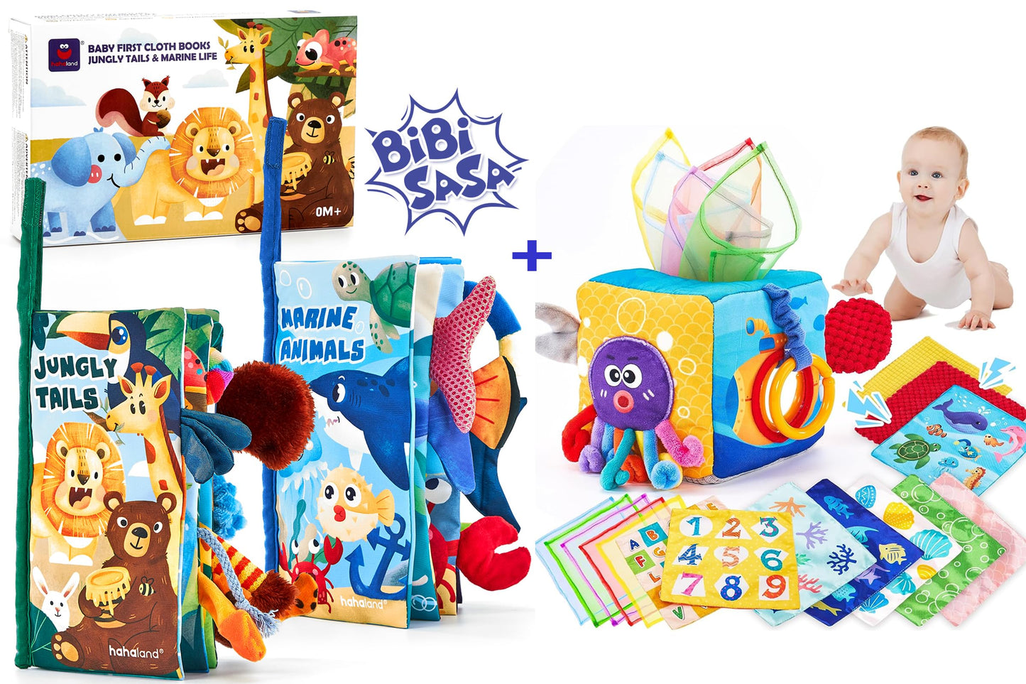 hahaland Baby Toys 0-12 Months - Soft, Crinkle, Squeaky, Sensory Toys for Babies