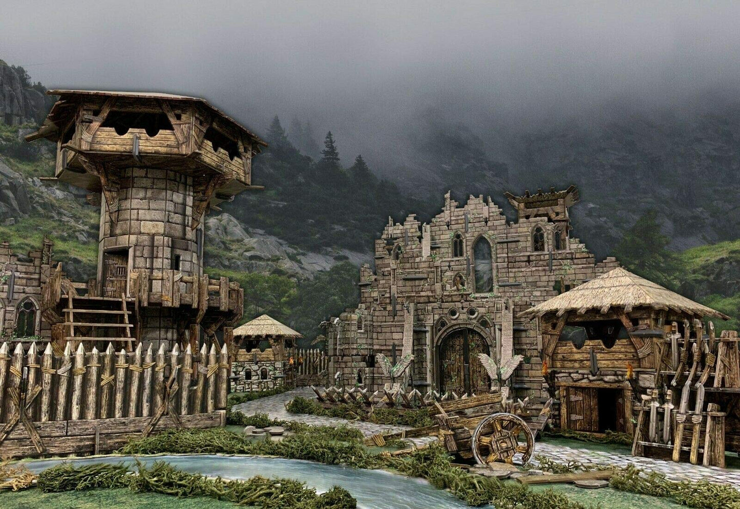 Battle Systems Fantasy Terrain Battlefield Core Set - 28-35mm DND D&D RPG Wargames Historical/Fantasy Card Scenery