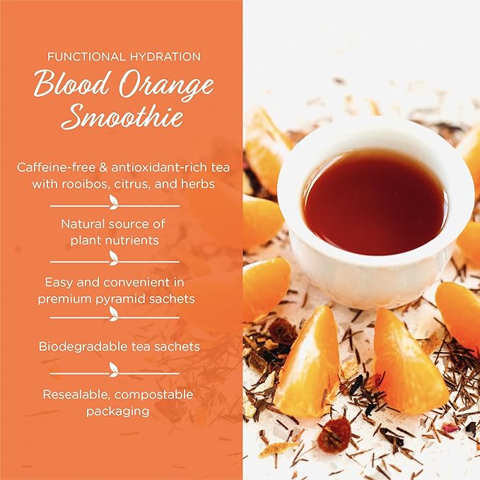 The Tea Spot Blood Orange Smoothie Herbal Tea | Blend of Rooibos Tea, Orange Peel, Hibiscus, Rosehips, Rose Petals, Safflowers, and Vanilla Flavors | Caffeine-Free 15 Tea Bags