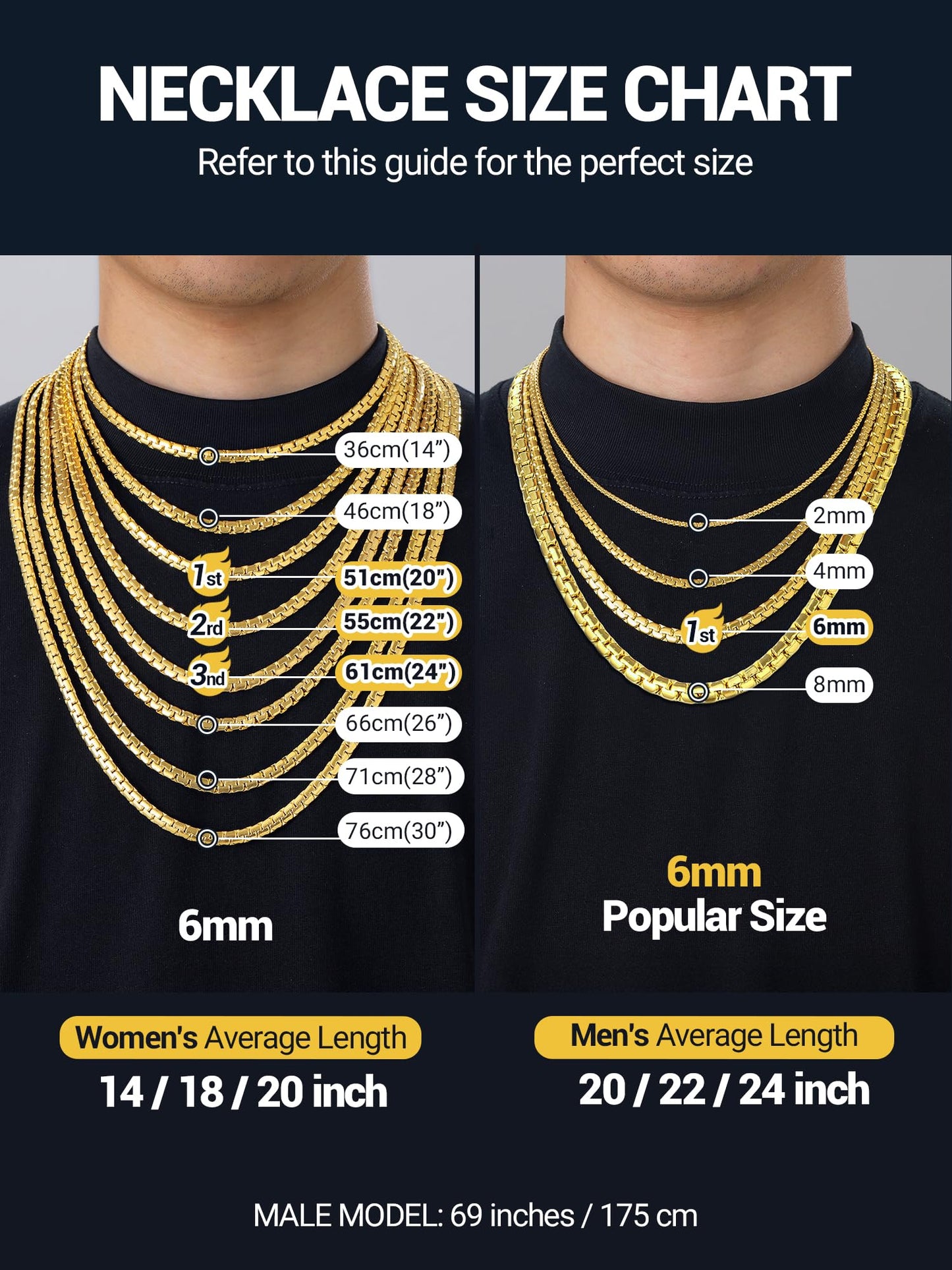 PROSTEEL Chain For Men Necklace Jewelry Chain 6mm 18inch Neck Chain Necklaces Chains