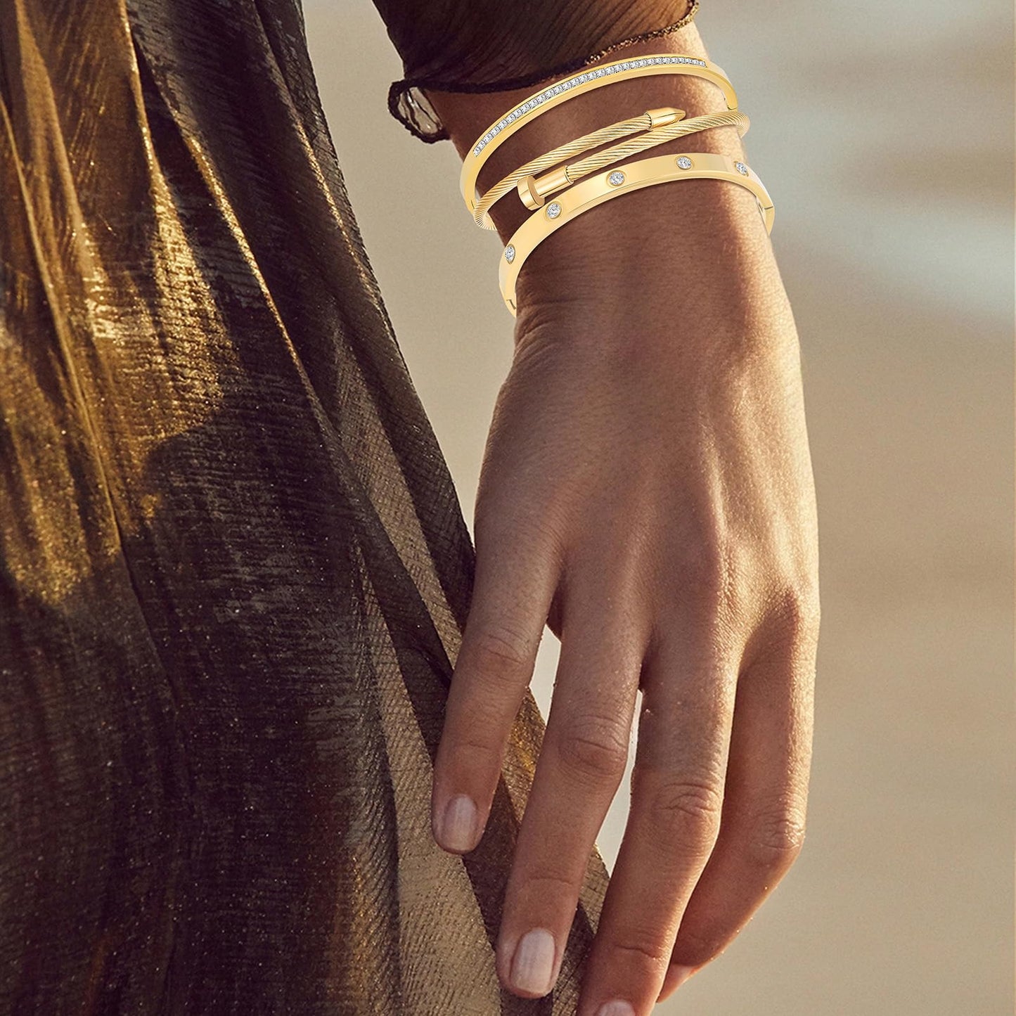 Camhanno Bracelets for Women - Stackable Bangles with Friendship & Love Theme - Stainless Steel Jewelry, Ideal Birthday Gift (Style 1)