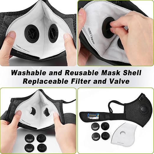 BASE CAMP Upgrade M Plus Dust Mask, Reusable Respirator with 99.9% Effective Carbon Filters for Woodworking, Breathable Face mask Against Dust for Construction, Landscaping, Sanding, Painting