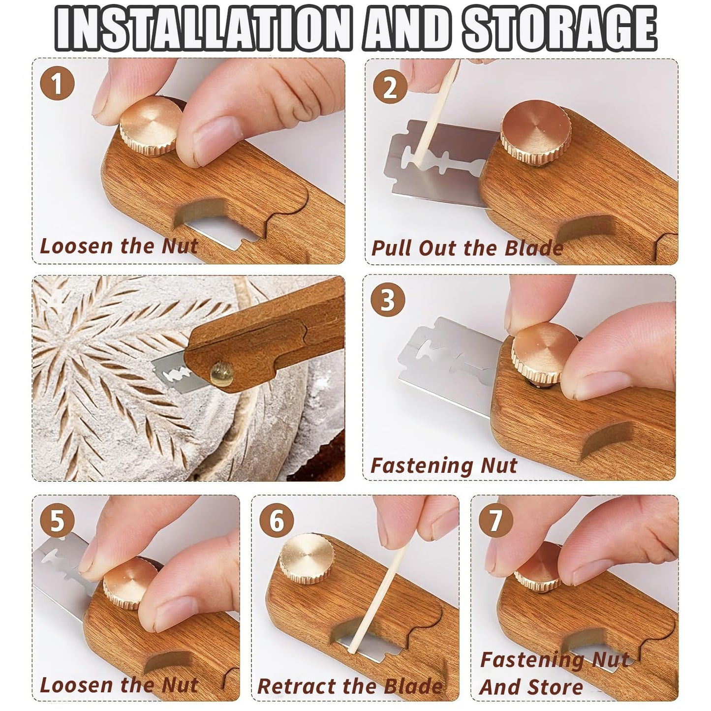 RuruPura Bread Lame Dough Scoring Tool, Upgrade Bread Scoring Tool for Sourdough Bread Baking, Sourdough Scoring Tool for Homemade With 10 Razor Blades