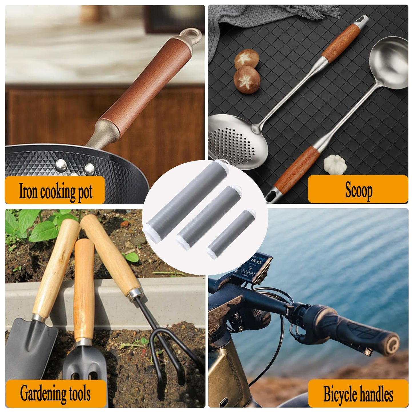3PCS Pot Handle Heat Insulation Silicon Cover,Silicone Hot Handle Holder,Silicone Pan Handle Sleeve for Pots and Pans,Self-retracting Silicone Handle Cover for Pans, Spatulas and Spoons