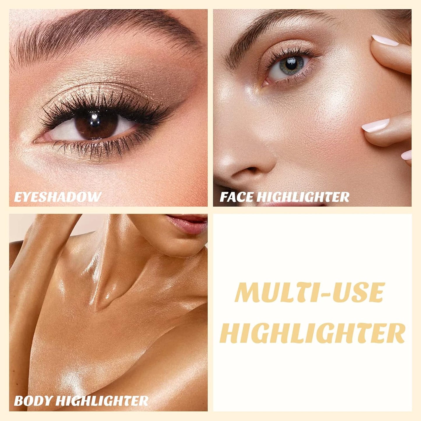 Boobeen Highlighter Powder Palette - Glow Shimmer Illuminator for Face Highlighter Makeup, Long Lasting Brighten Skin