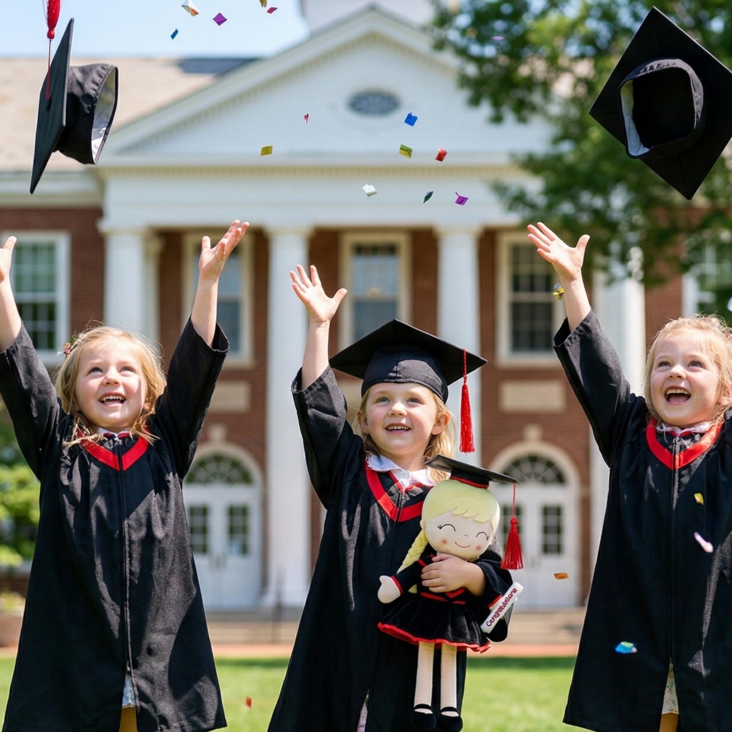 Gloveleya 16" Classic Black Graduation Doll - Traditional Cap & Gown Plush Toy - Kindergarten Preschool Graduation Ceremony Gift, Class of 2026 Keepsake