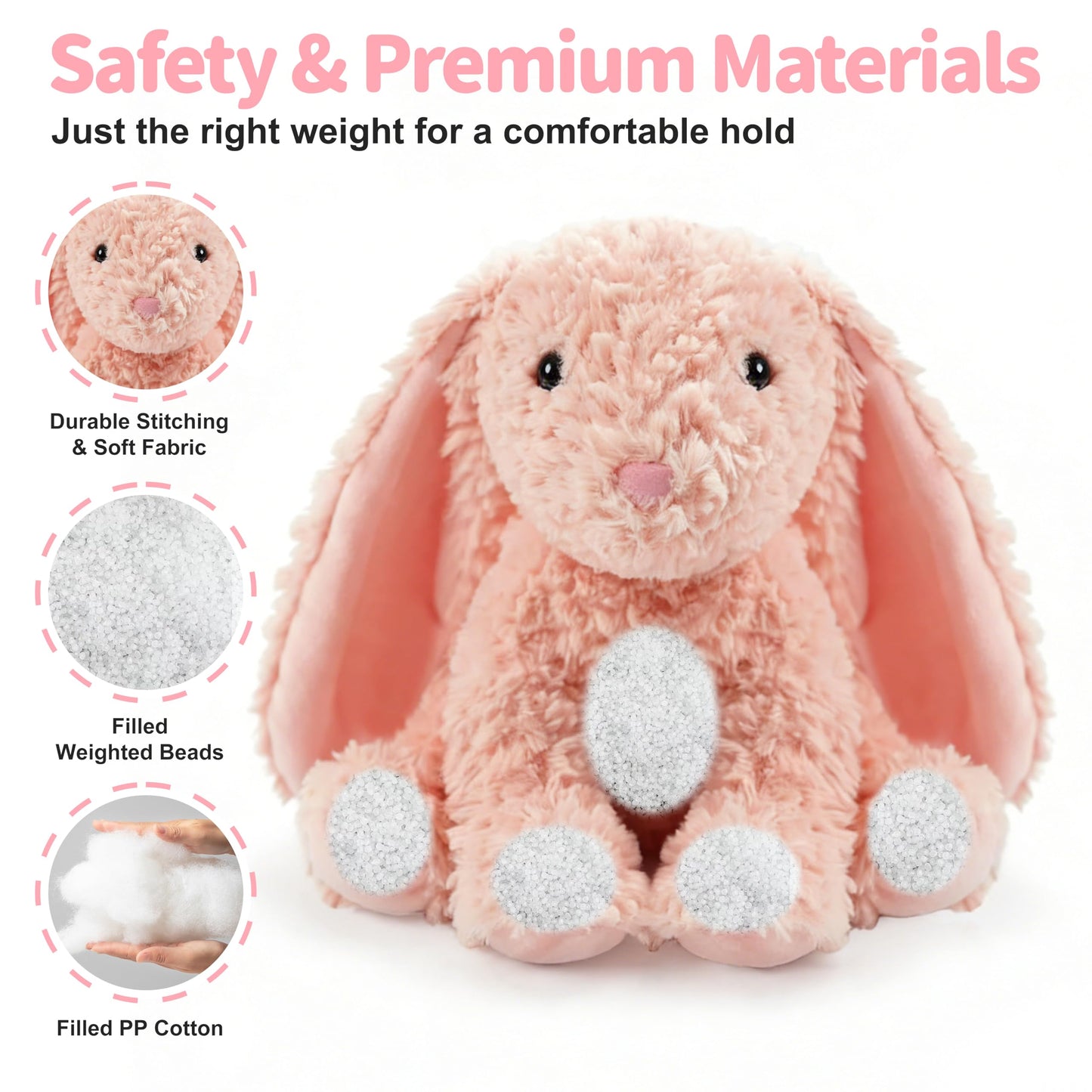 OROZCOR Bunny Stuffed Animal, Cute Fluffy Bunny Plush Toy 8.5in,Cute Bunny Rabbit Stuffed Animal with Fluffy Soft Ears Easter Gifts for Kids Baby Girls (Red Rabbit)