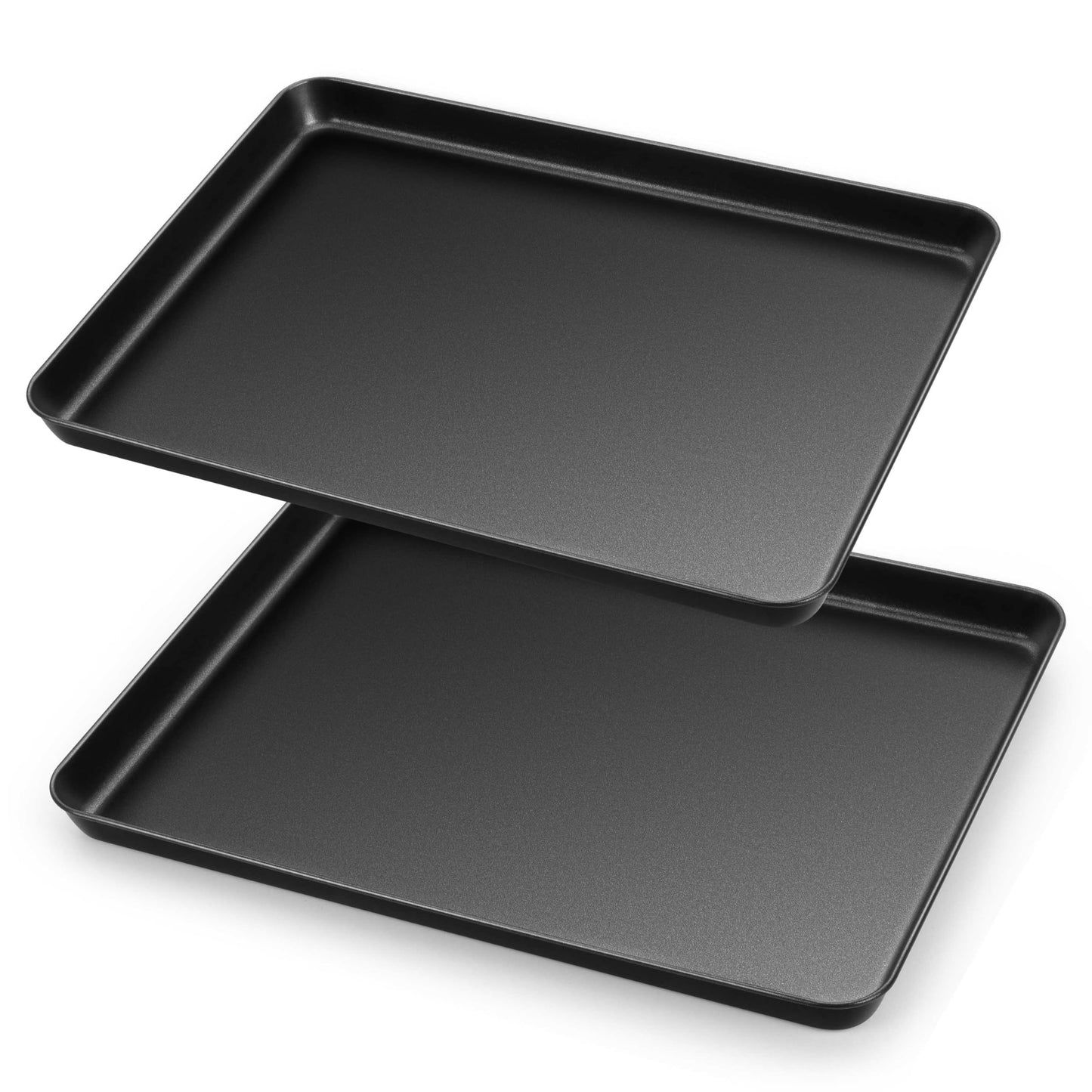 Herogo Nonstick Carbon Steel Baking Sheet Pan Set, 11.8×15.7×1 Inch Rectangle Cookie Sheet Bakeware Set for Oven, 2 Pack Multipurpose Kitchen Cookware, Non Toxic & Heavy Duty & Easy Clean-Large