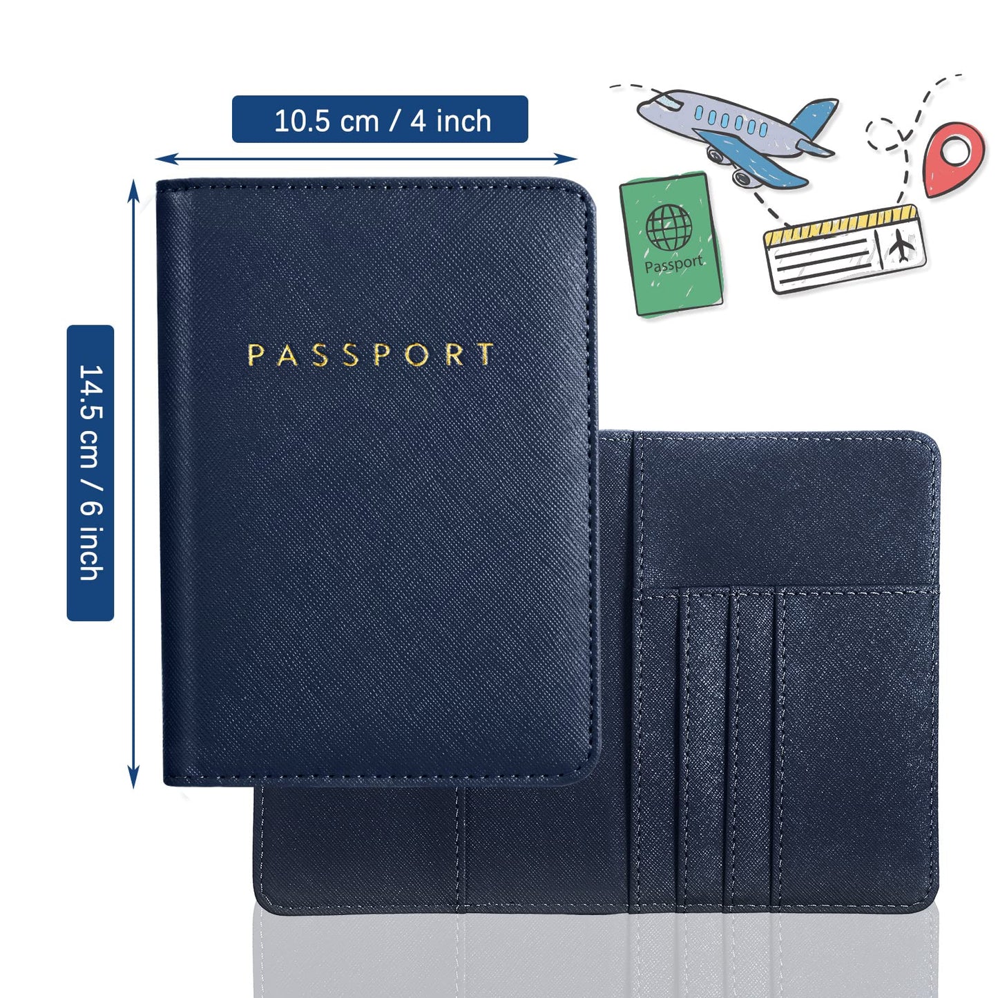 Frienda 2 Pieces Bridal Passport Covers Holder Travel Wallet Passport Case, Blue and Pink, Classic