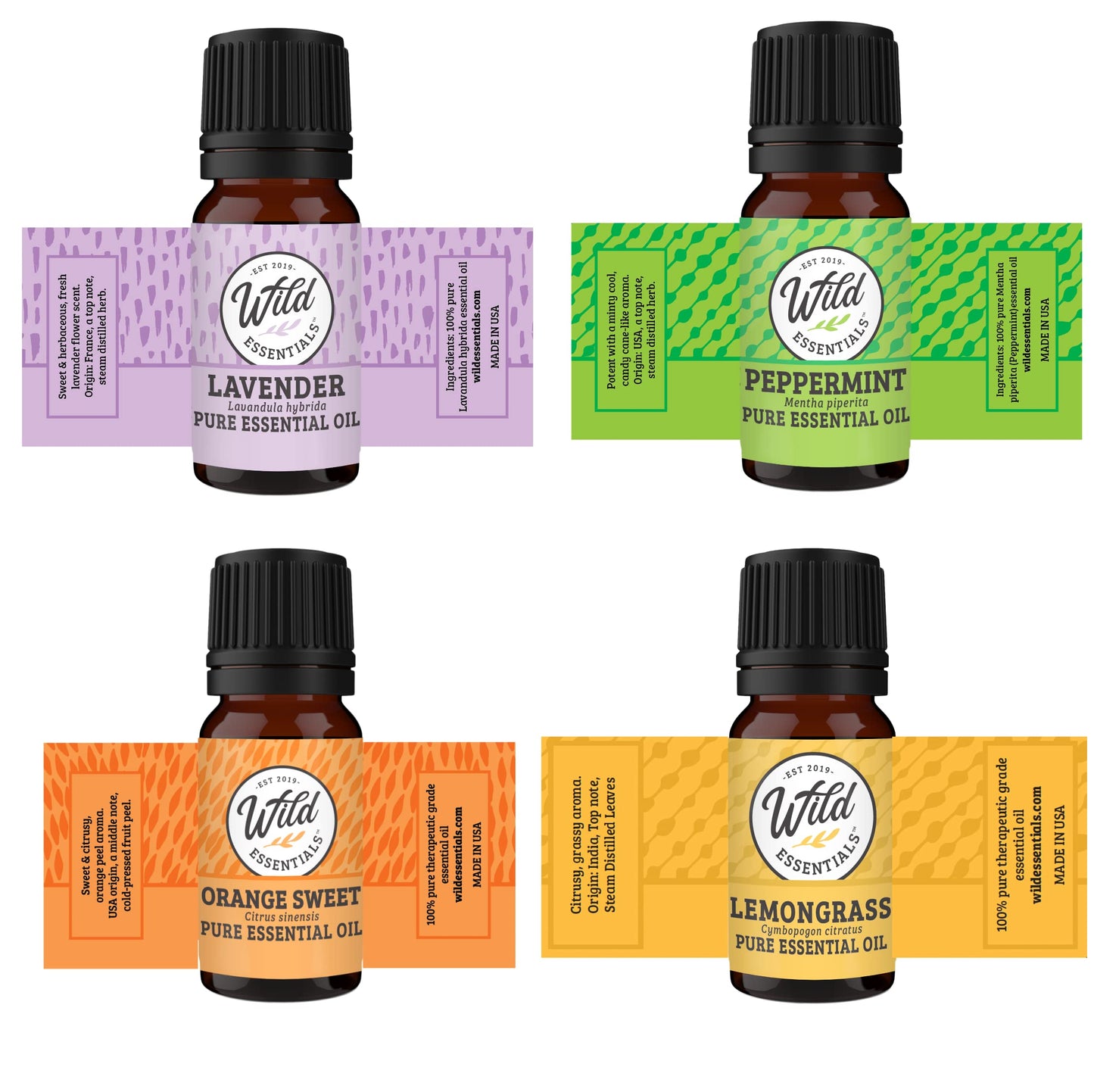 Wild Essentials Arbol Tree Necklace Essential Oil Diffuser Kit with Lavender, Lemongrass, Peppermint, Orange Oils, 12 Refill Pads, Calming Aromatherapy Gift Set, Customizable Color Changing, Perfume