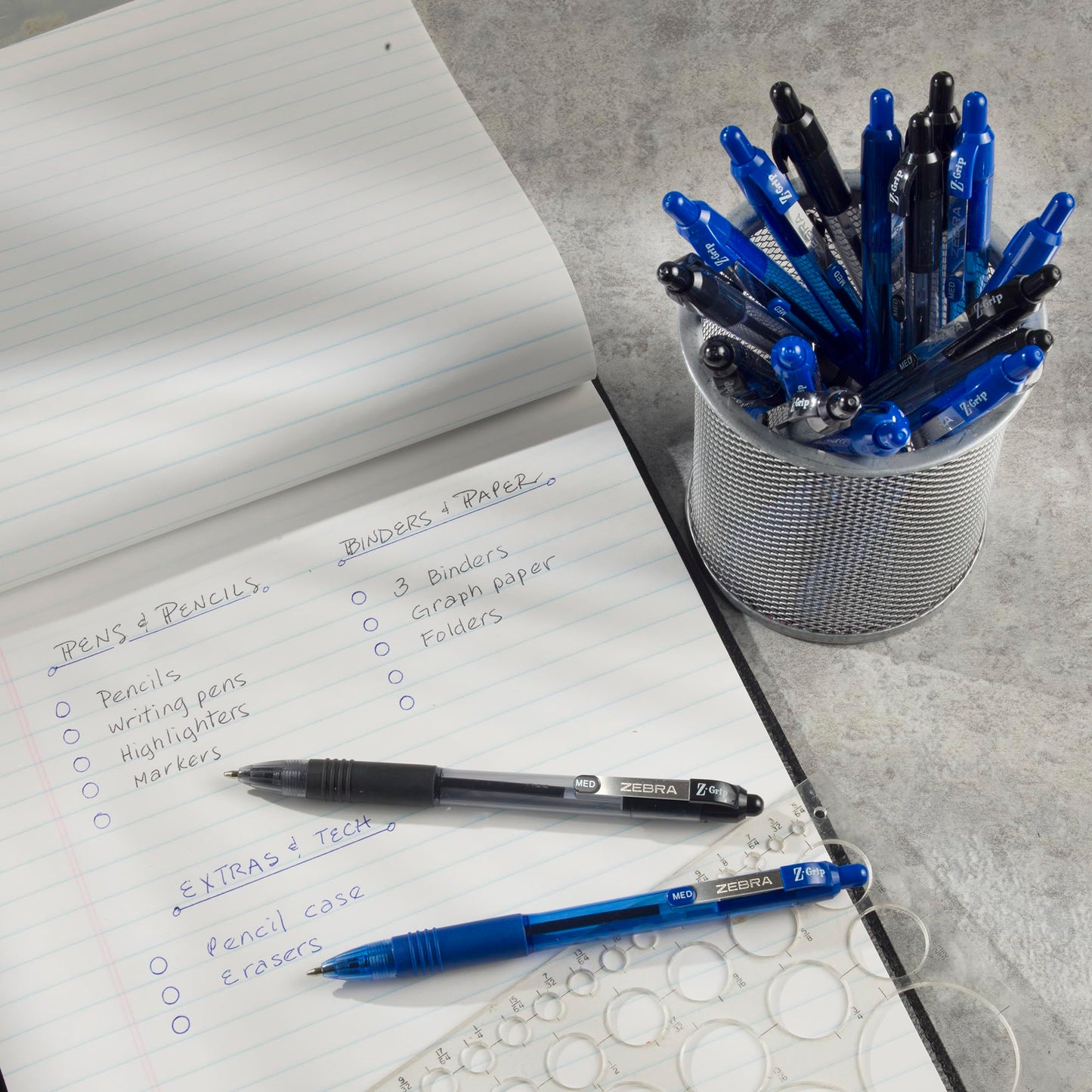 Zebra Pen Z-Grip Retractable Ballpoint Pen, Smooth-Flowing Ink, Fine Point, 0.7mm, School & Office Supplies, Ideal for Note-Taking, Journal and Planner Use, Blue and Black Ink, 30-Pack (25330)