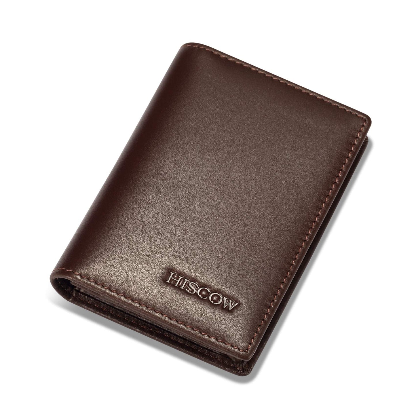 HISCOW Leather Business Card Case Holder for Men & Women, Italian Calfskin (Coffee)